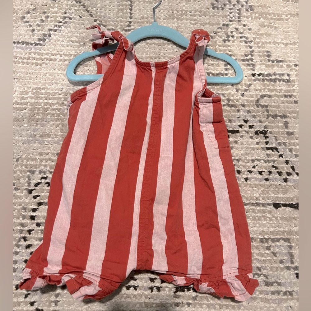 Monica & Andy Red and white striped romper, size 2T